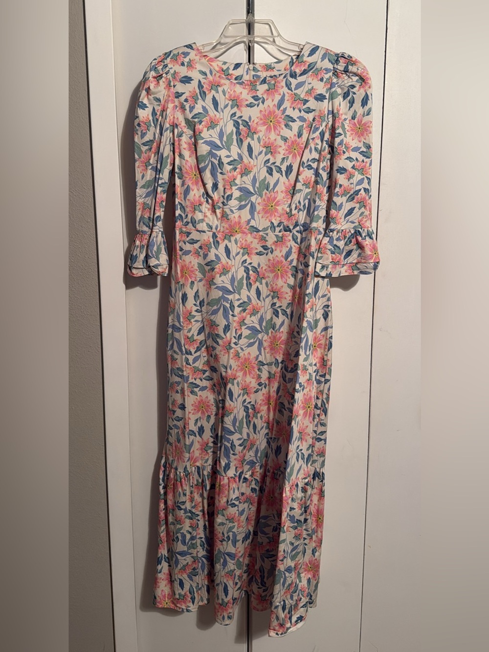 Floral Maxi Dress in Pink and Blue